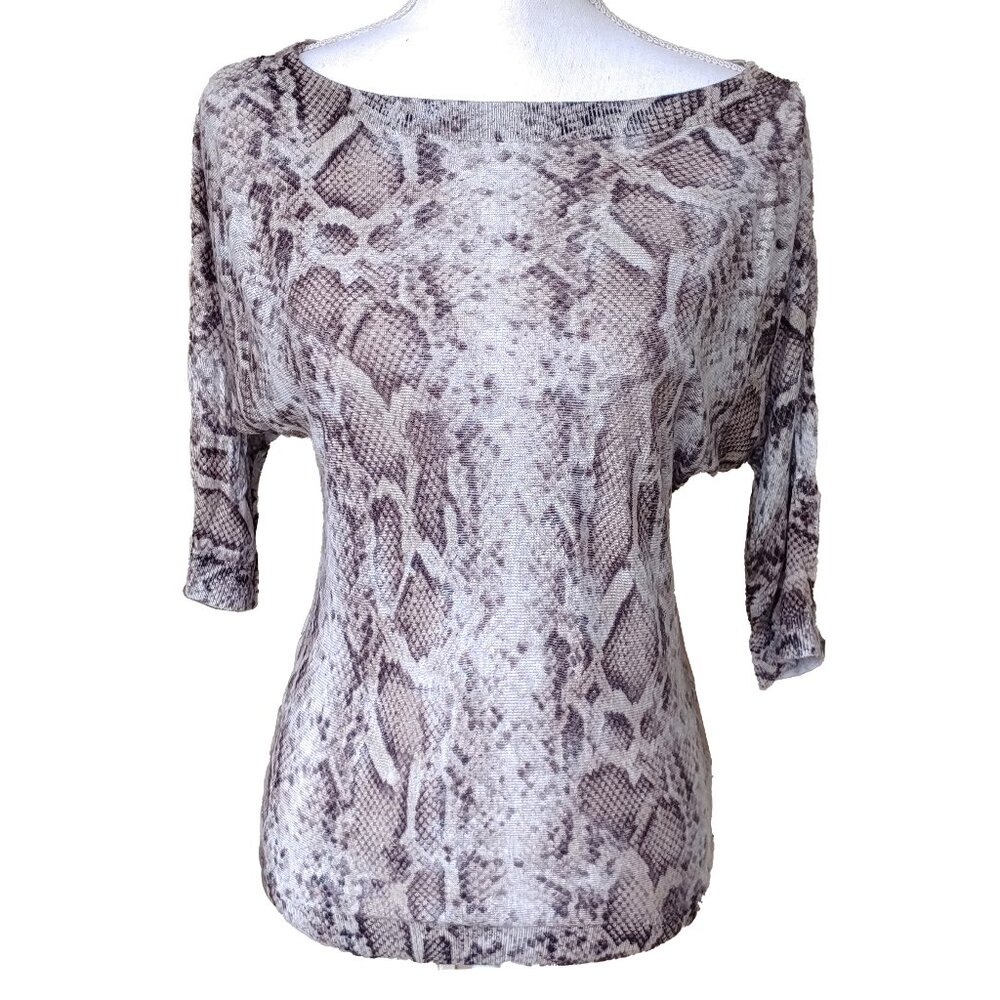 Express Y2k Snake Mobwife Top Neutral Minimalist Oversized High Boat Neck Top